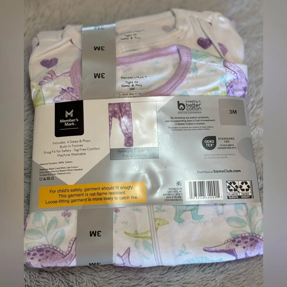 Baby Girls 4-Pack Sleep & Play Footies, size 3 mos